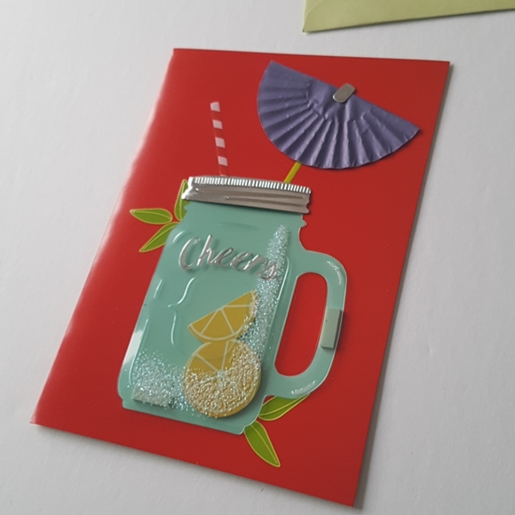 2 pcs C R Gibson Luxury Card Cheers Glass Umbrella (1 Card with Envelope) - Picture 2 of 14